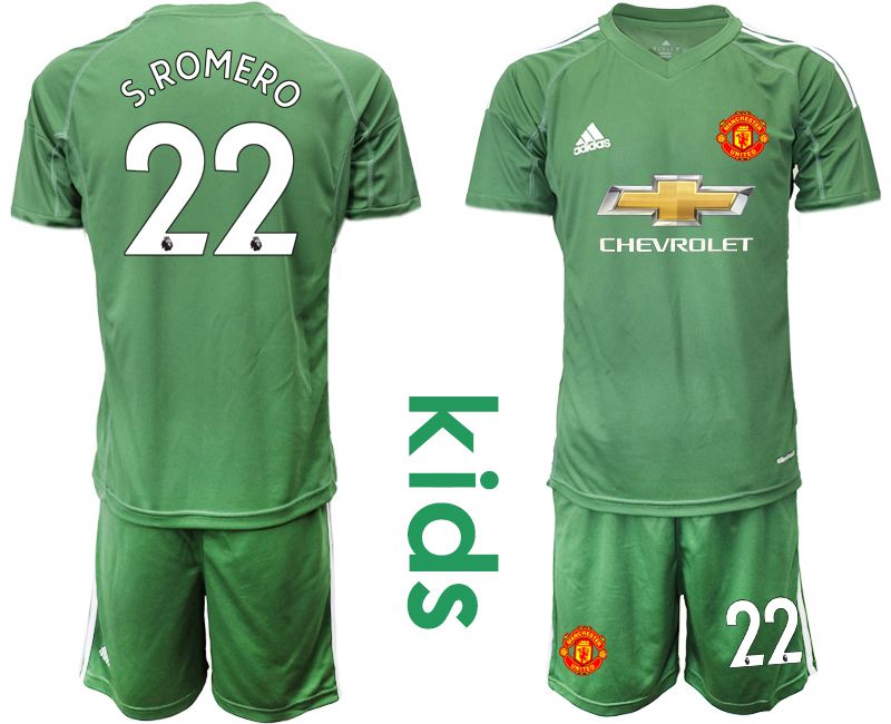 Youth 2020-2021 club Manchester United army green goalkeeper #22 Soccer Jerseys->manchester united jersey->Soccer Club Jersey